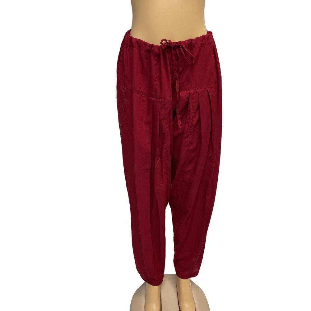 Indian Red Floral Embroidered Short Sleeve Kurta Dress and Pants 2 Piece Set - Picture 12 of 16